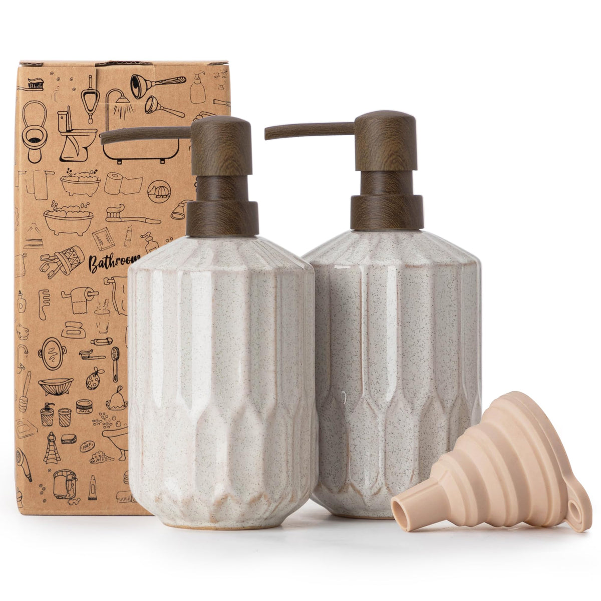 FE Fun Elements bathroom dispenser in nude ceramic, front view, adds luxury to any bathroom