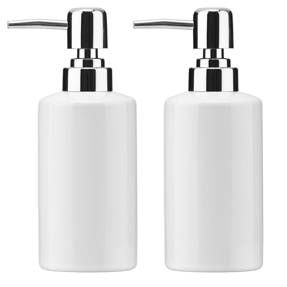 FE Fun Elements ceramic soap dispenser on kitchen counter with glossy finish.