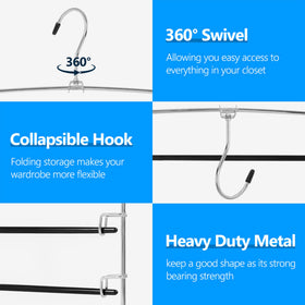 Feasteery pants hangers show 360° rotating hook for versatile closet access