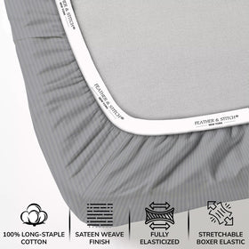 Feather & Stitch New York 18-inch pocket fitted sheet for a snug mattress fit