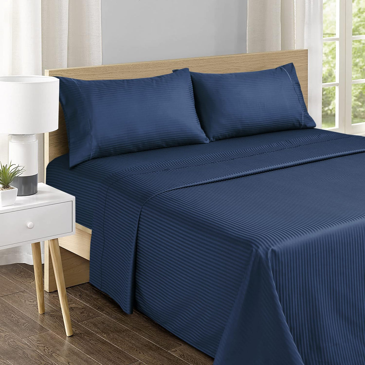 Flat sheet from Feather & Stitch New York 500TC damask set with elegant embroidery