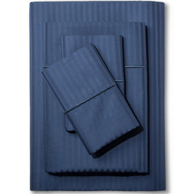 Feather & Stitch New York 500TC damask sheet set in room view showcases luxury hotel feel