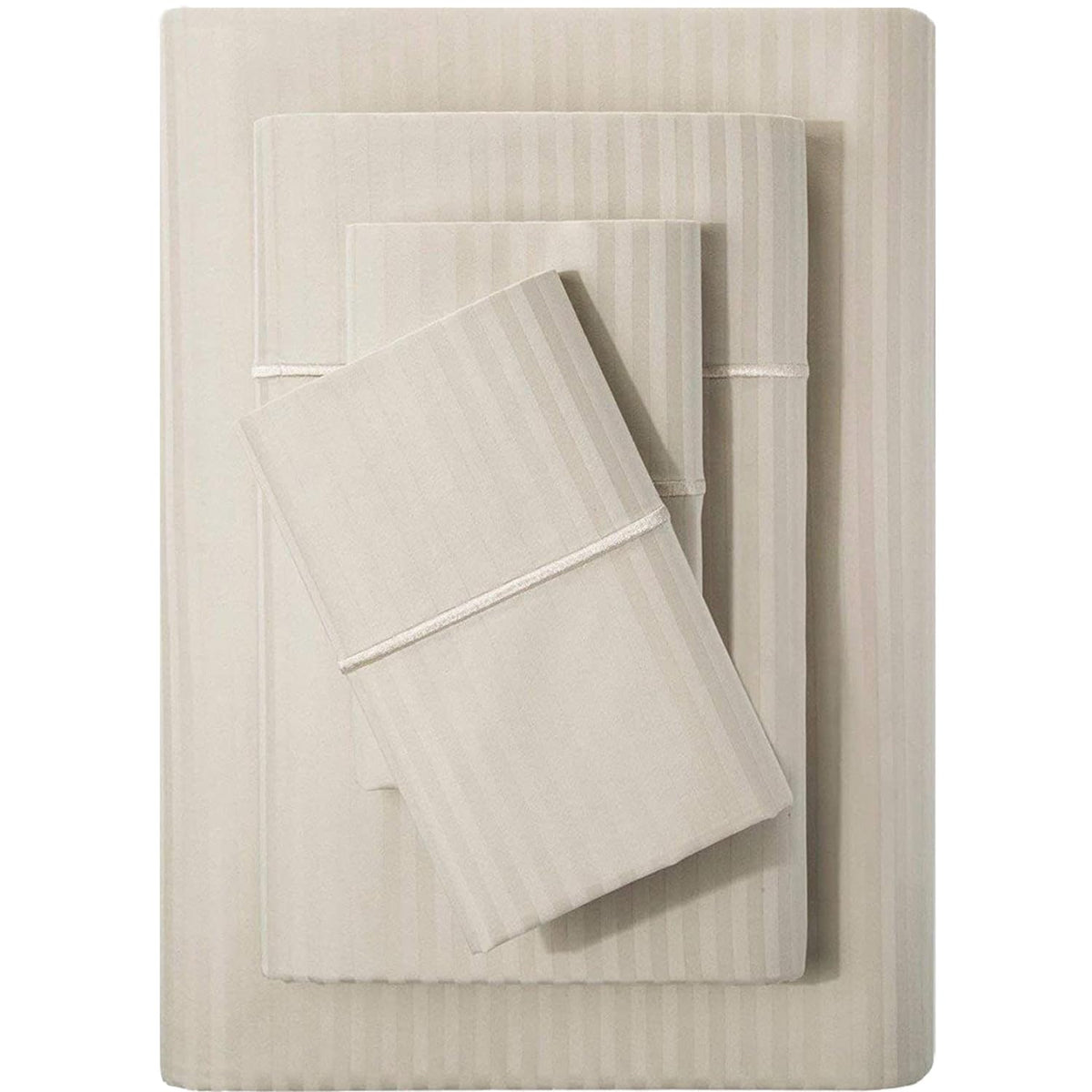 Feather & Stitch New York 500 TC damask sheets with silky sateen weave for cooling comfort.
