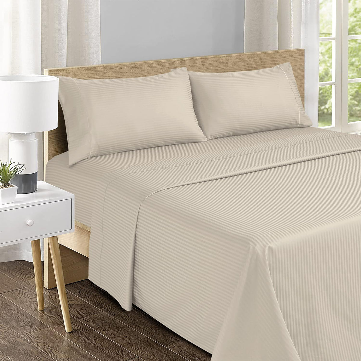 Feather & Stitch New York king flat sheet with generous coverage.