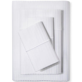 Feather & Stitch New York 500TC queen set shows durable, silky-smooth cotton for luxurious sleep.