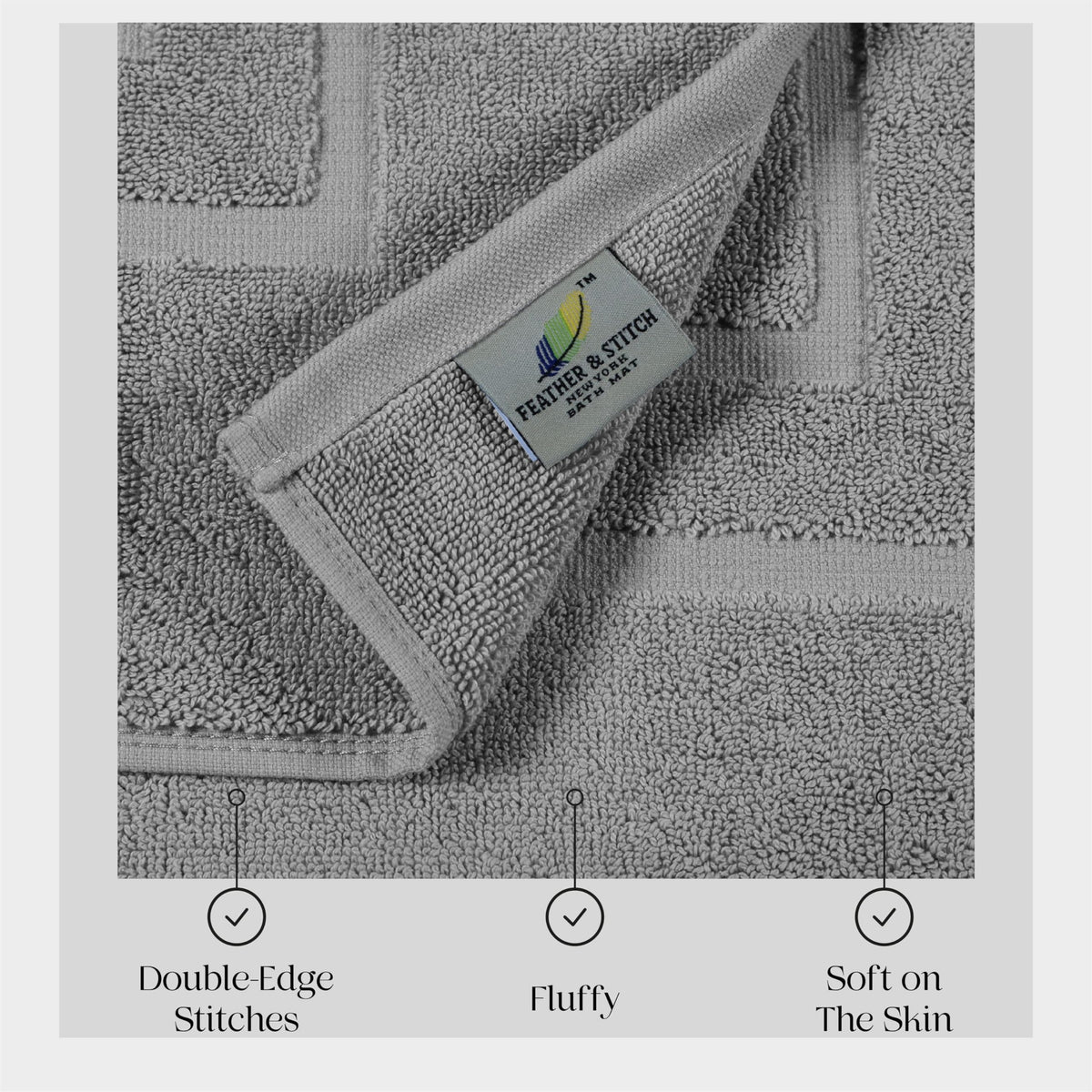 Feather & Stitch New York bath mat close-up highlighting dense loops and softness