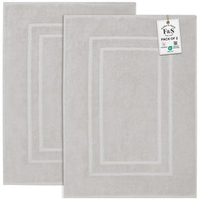 Feather & Stitch New York bath mats set front view, plush absorbent texture for quick drying.