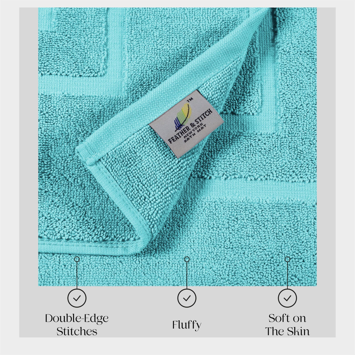 Feather & Stitch New York cotton bath mat quick-dry material keeps floors fresh