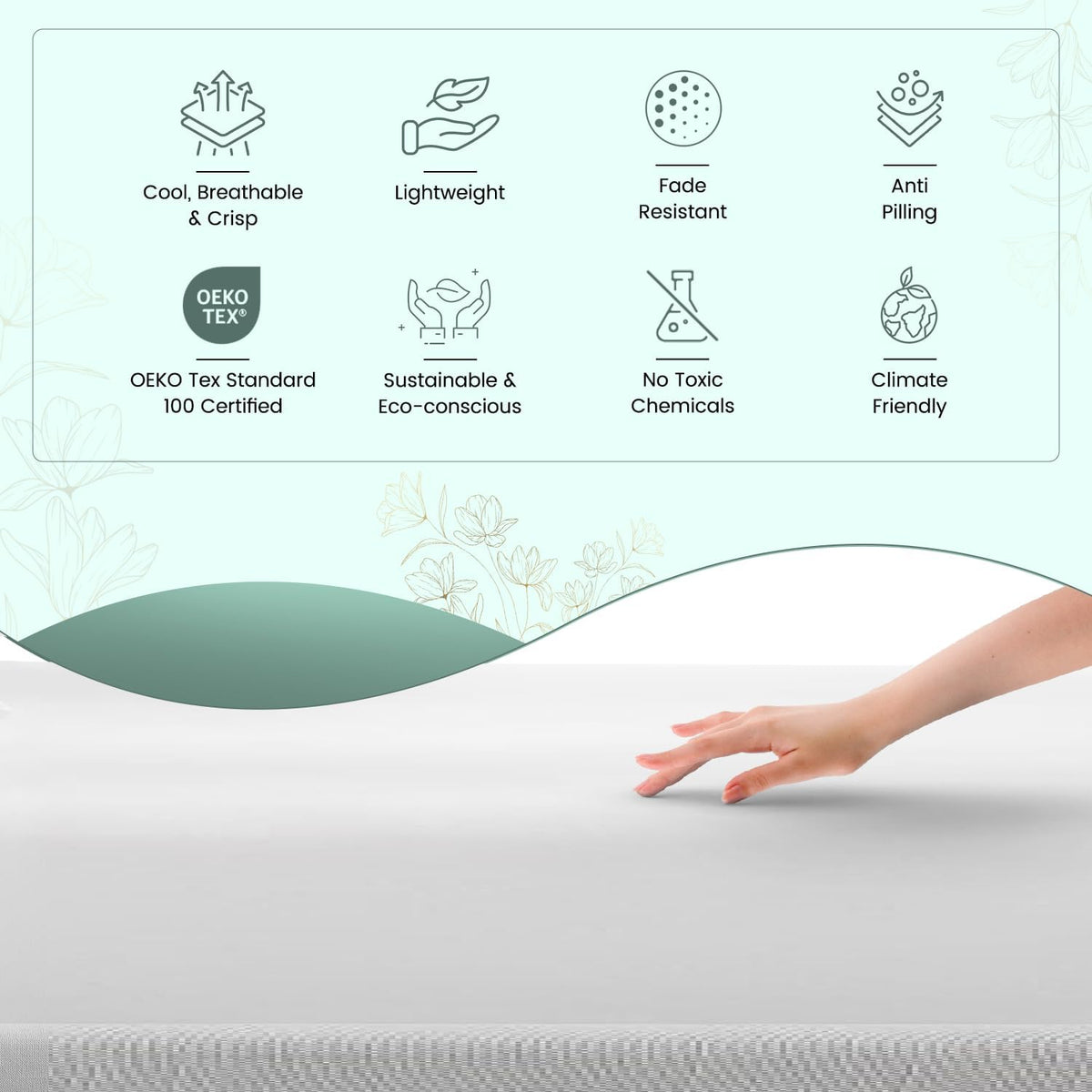 Close-up of Feather & Stitch New York percale texture highlighting durability