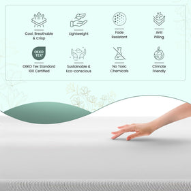 Close-up of Feather & Stitch New York percale texture highlighting durability