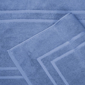 Feather & Stitch New York faded denim color on bathroom floor.