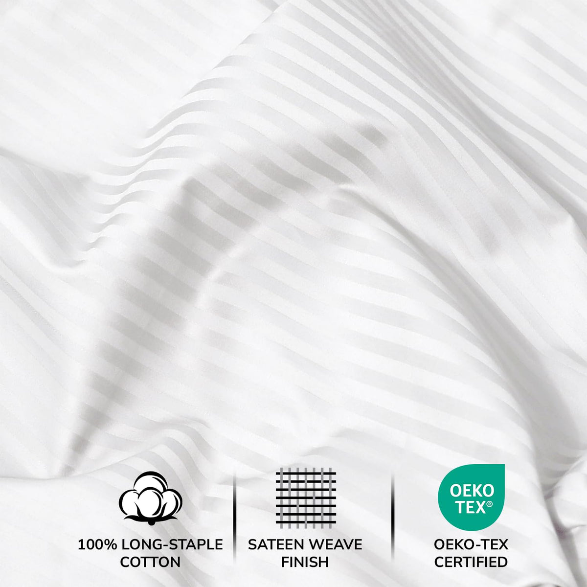Feather & Stitch New York embroidery on flat sheet and pillowcases signals premium style.