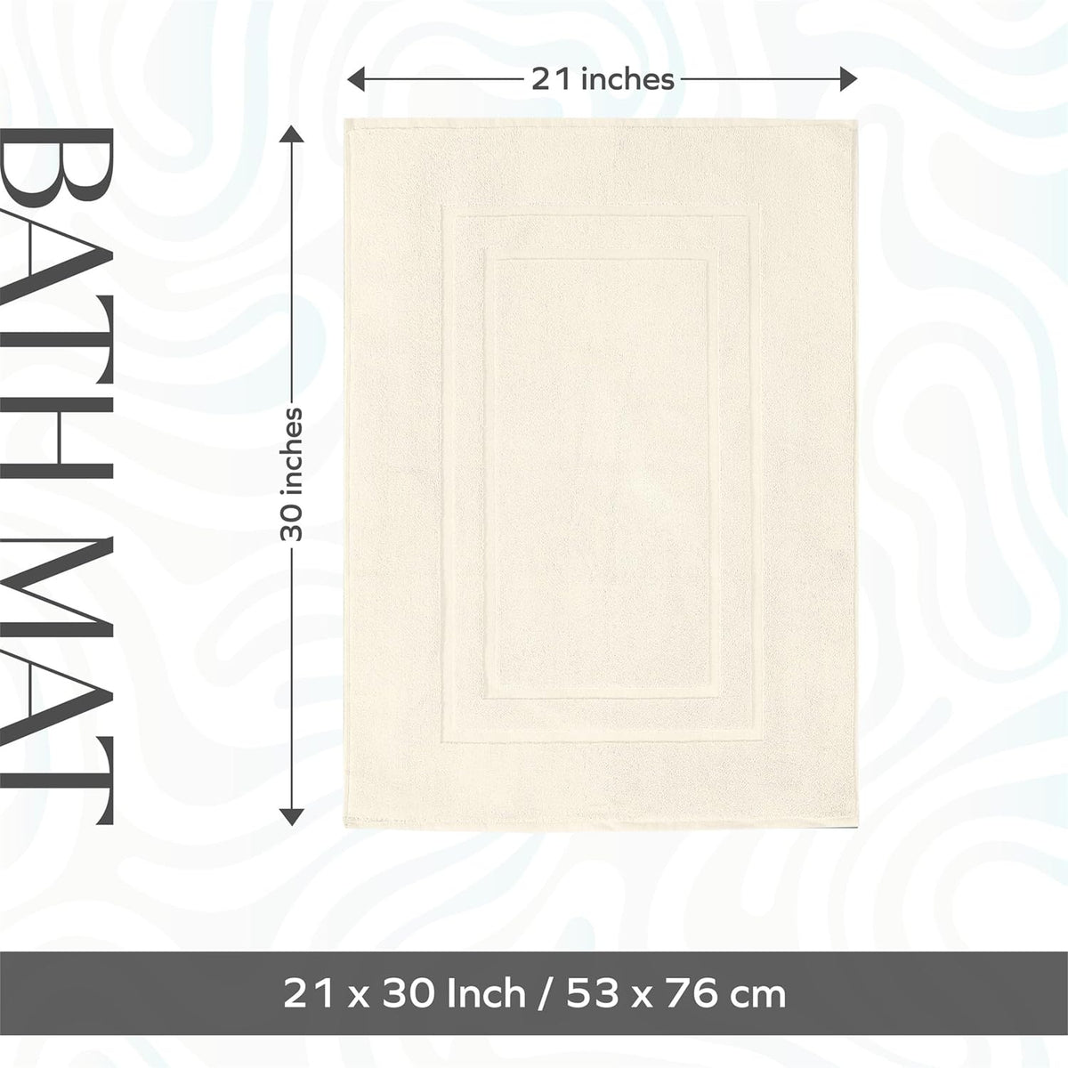FEATHER & STITCH NEW YORK fast-drying cotton bath mat keeps floors fresh.