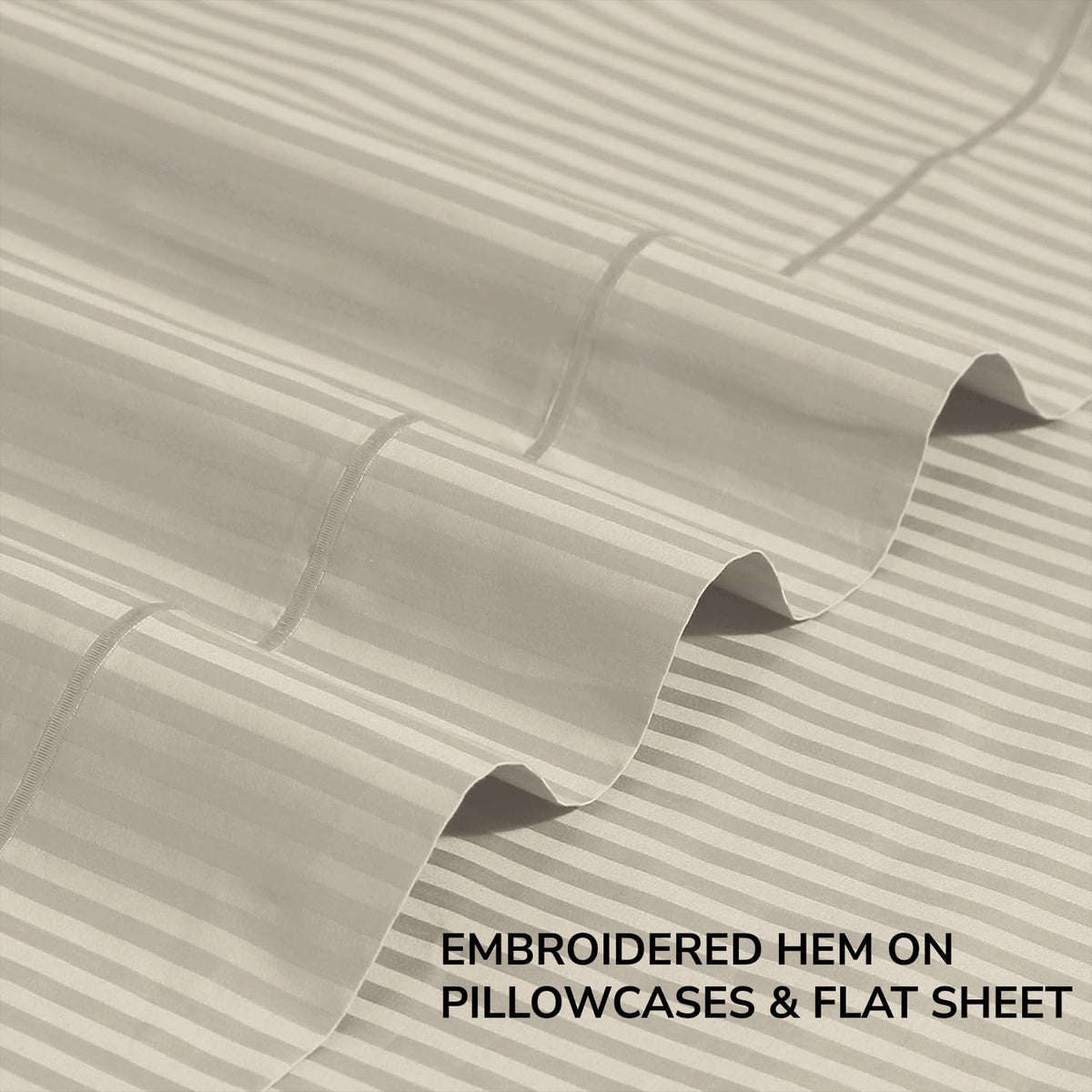 Feather & Stitch New York hem detail close-up adds luxury to everyday bedding.