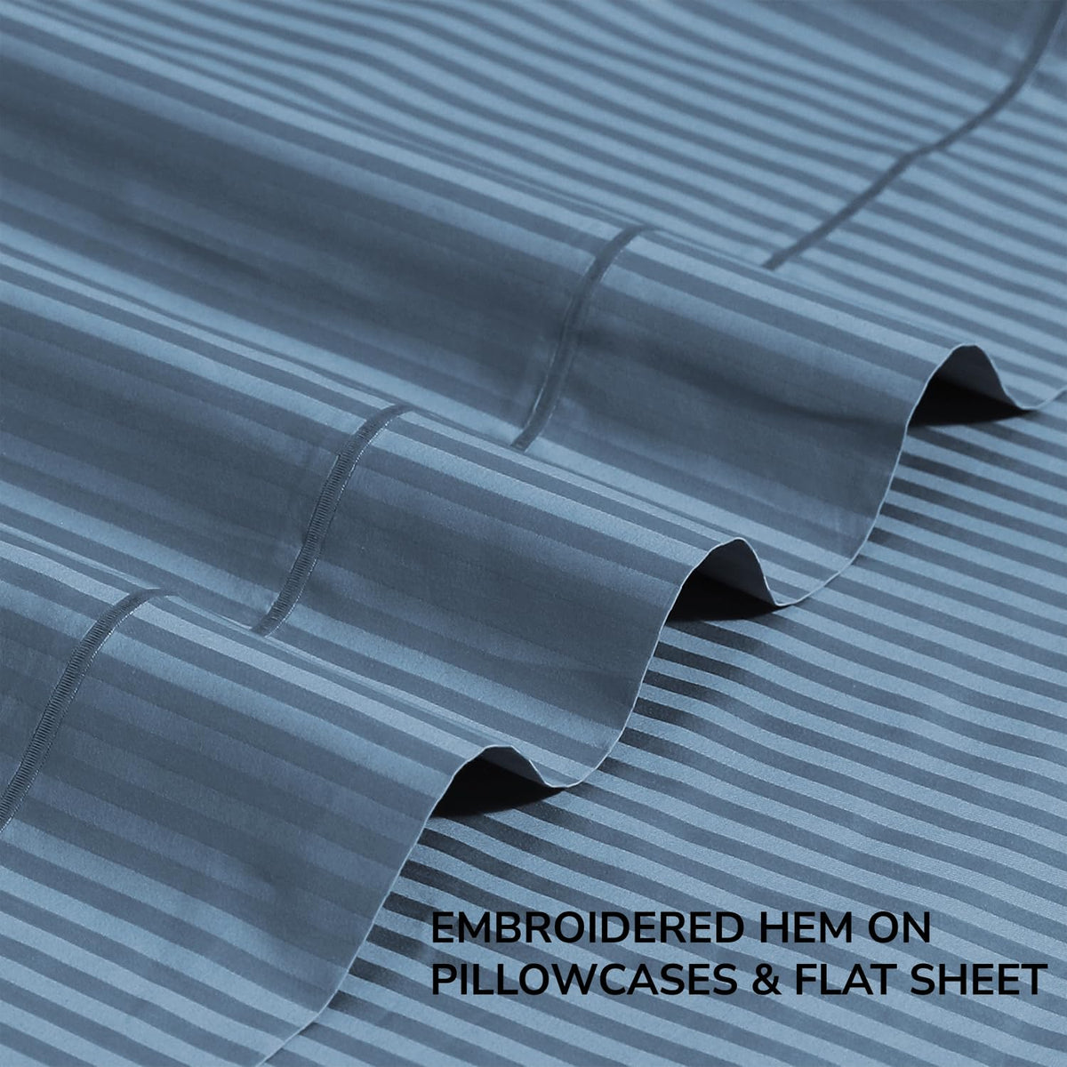 Exquisite hem details on the sheets add refined style to your bed.