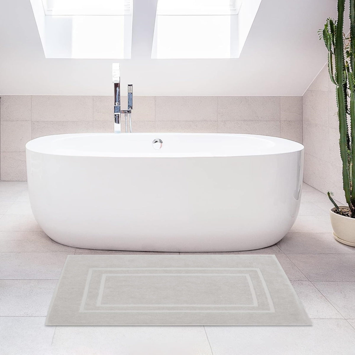 Feather & Stitch New York machine-washable bath mats, gentle detergent, cold wash.