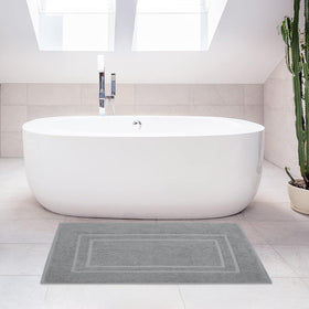 Feather & Stitch New York dark grey bath mat illustrating durable quick-dry design
