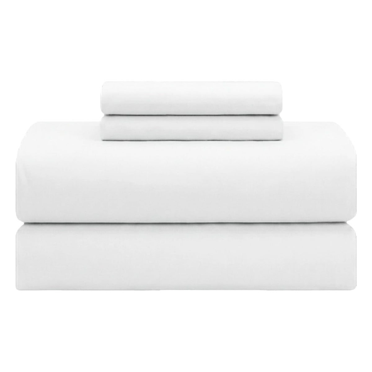 Feather & Stitch New York percale sheets folded for a crisp white hotel-like look