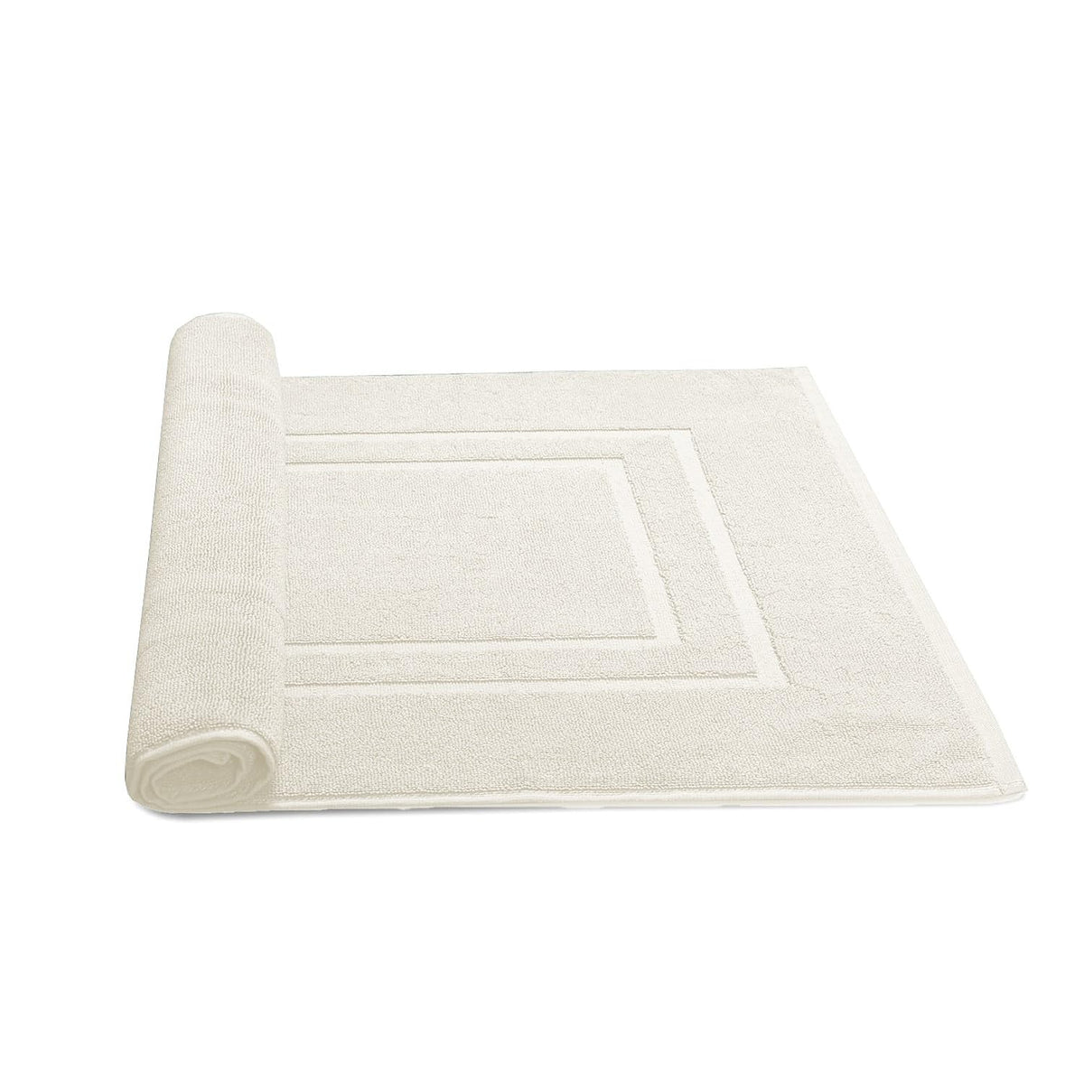 FEATHER & STITCH NEW YORK soft plush bath mat offers spa-like comfort underfoot.