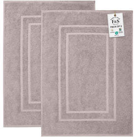 Feather and Stitch New York towel-like bath mat in taupe shows plush absorbent texture after shower.
