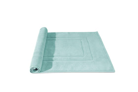 Feather & Stitch Sea Foam bath mat close-up highlights soft plush texture.