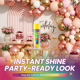 Featrity gloss spray enhances balloon arches and garlands.