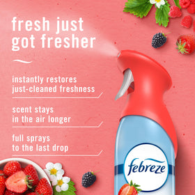 Febreze Air Mist fine-mist particles linger in the air, helping manage odors for hours.