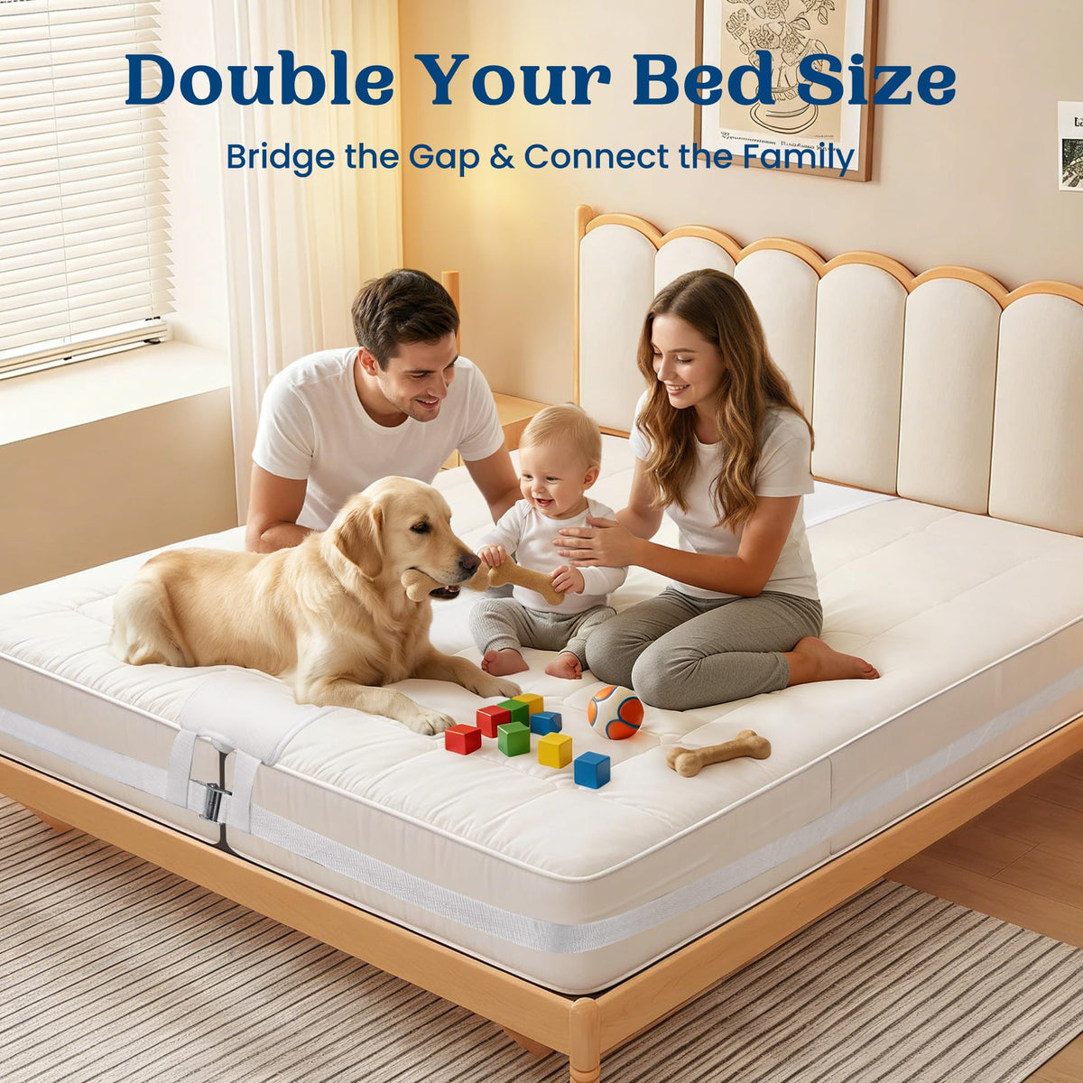 FeelAtHome 33ft bed strap detail secures the connected mattresses.