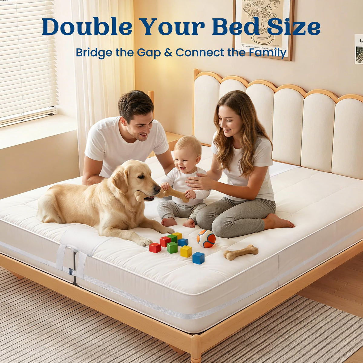 FeelAtHome bed bridge connects two twins into a king size bed