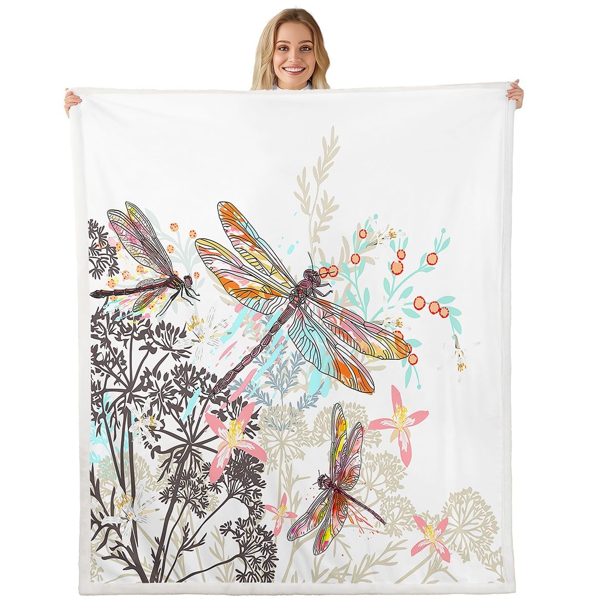 Feelyou Dragonfly throw, back sherpa side, extra warmth for relaxing nights.