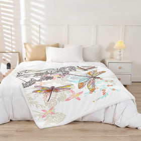 Feelyou Dragonfly throw draped over a chair, stylish cozy decor.