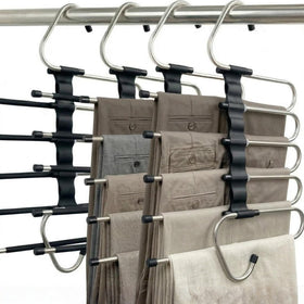 FeeraHozer 5-tier denim rack keeps jeans organized and easily accessible.