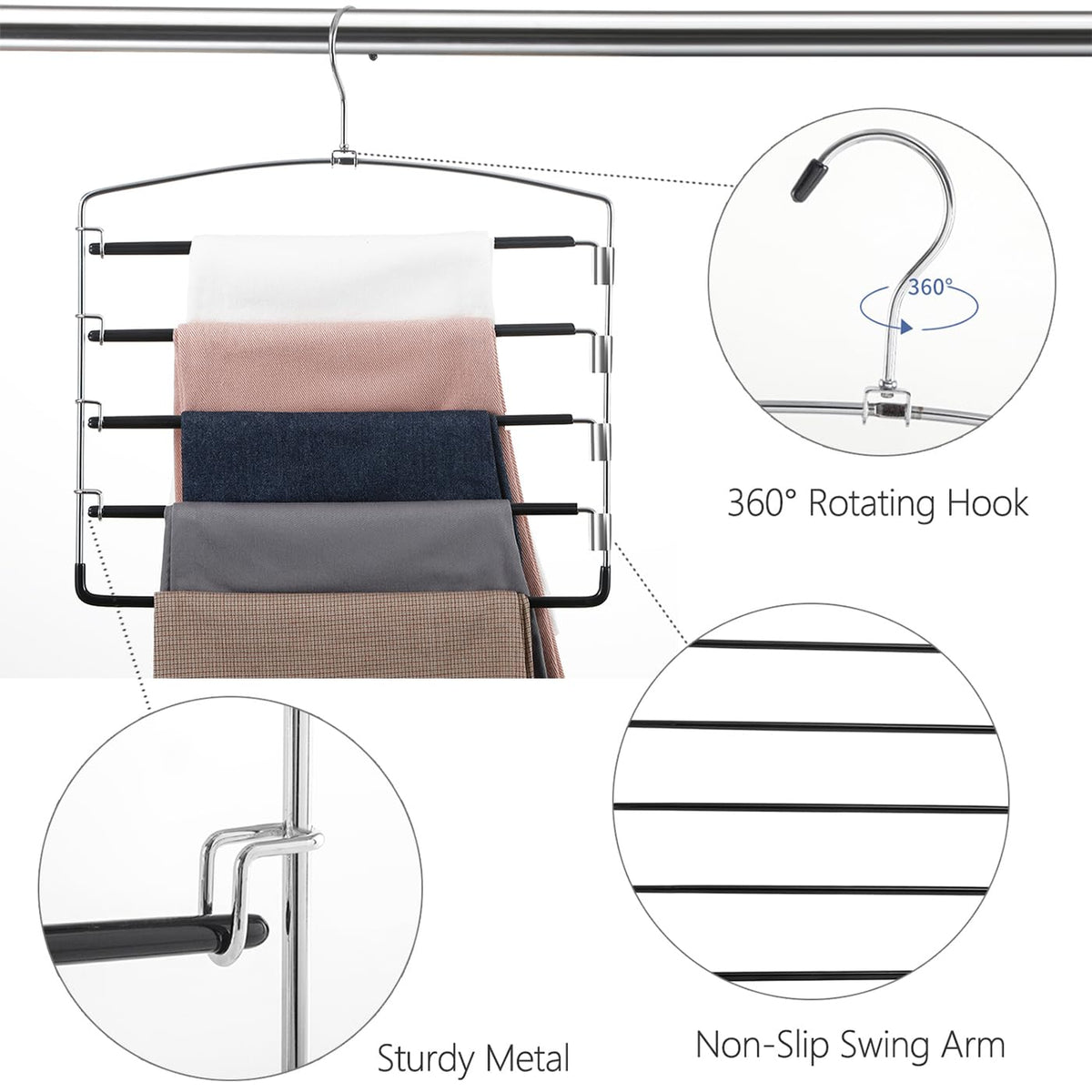 FeeraHozer hangers with rubber-end protection prevent slipping and fabric snags