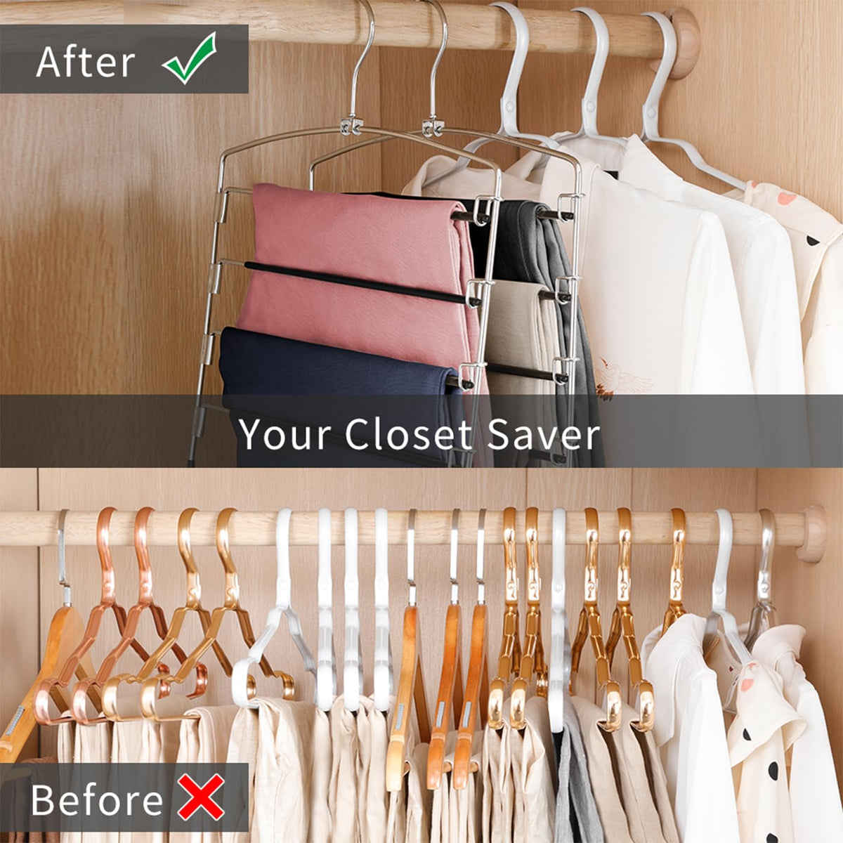 FeeraHozer three-pack keeps closets tidy with easy access to pants