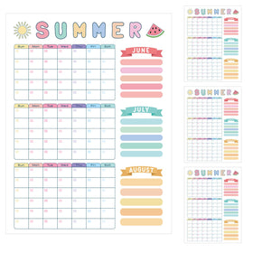 Feifeiya Summer Calendar Poster 4-Pack with blank spaces for coloring and family planning