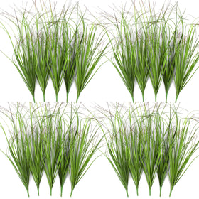 FeiLix outdoor artificial plants, 18.9 inches tall, lush green grass for patio decor.