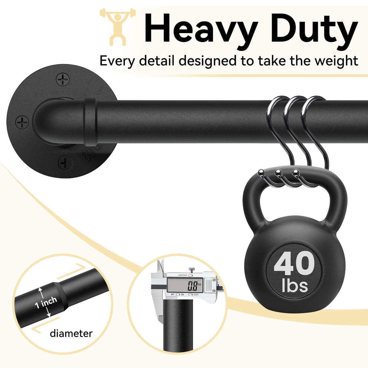 FELIDESIGN industrial-style blackout rod with durable metal construction
