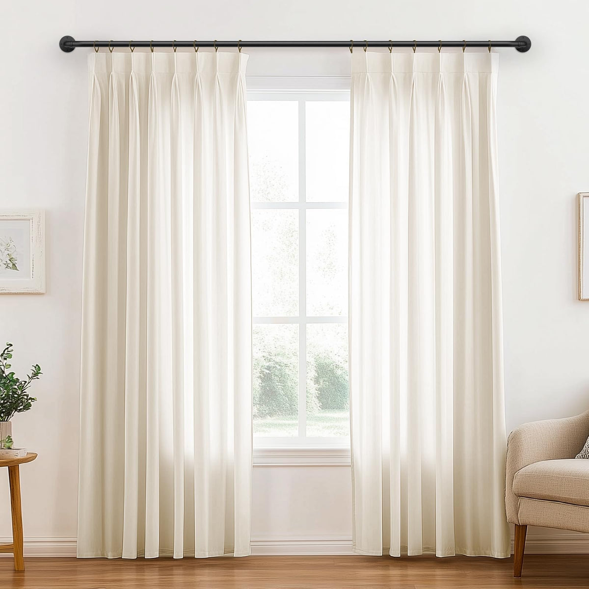 FELIDESIGN wrap-around curtain rod with ceiling mount adds industrial character