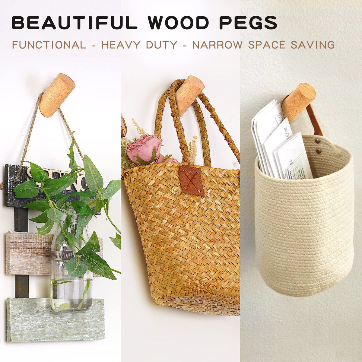 Felidio beech wood wall hooks in entryway with coats for quick access.