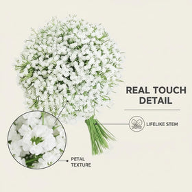 FelineFold Real-Touch White Baby's Breath blooms stay vibrant in décor.