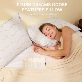 Felo pillow in bed set up for a comfortable nighttime routine.