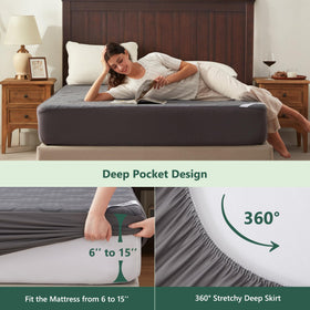 FELTYBED machine-washable mattress cover shown beside washing machine