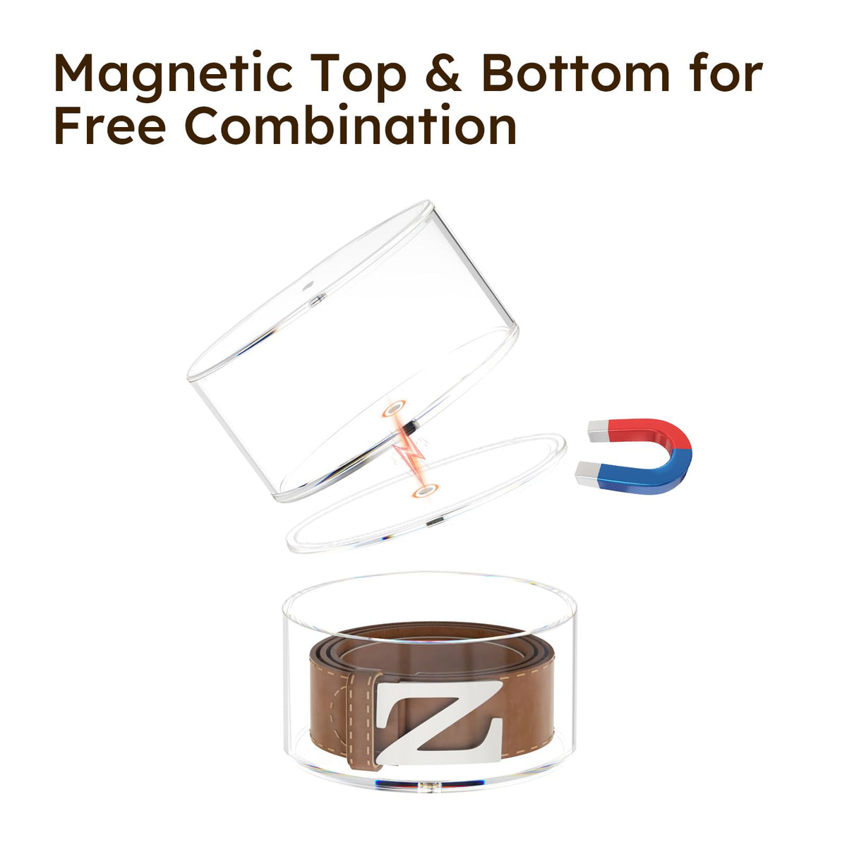 FEMELI 2.5-inch belt compartments accommodate oversized buckles and thick belts.
