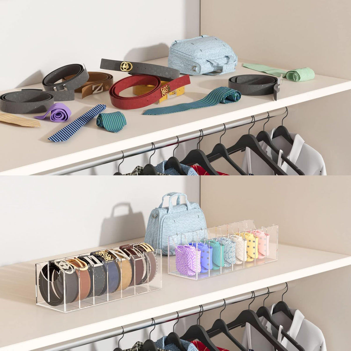 FEMELI belt and tie storage keeps outfits organized and accessible