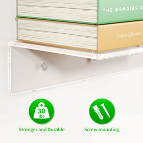 FEMELI clear acrylic wall shelf showcases items with a floating, airy look.