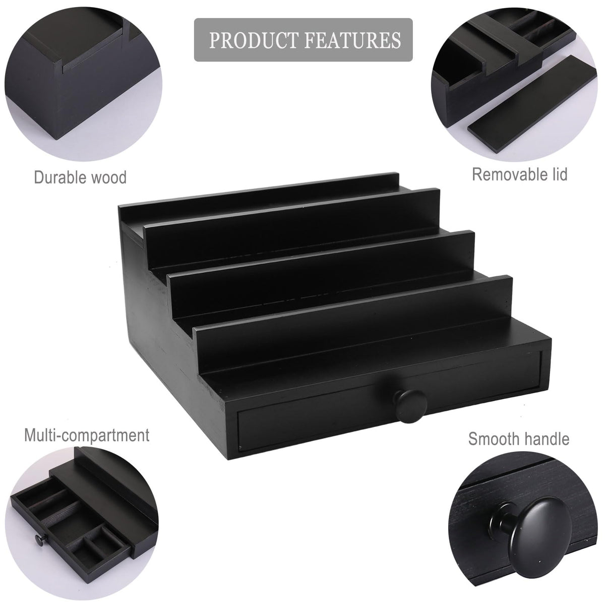 Fengligoo large capacity storage holds multiple bottles, jewelry, and watches.