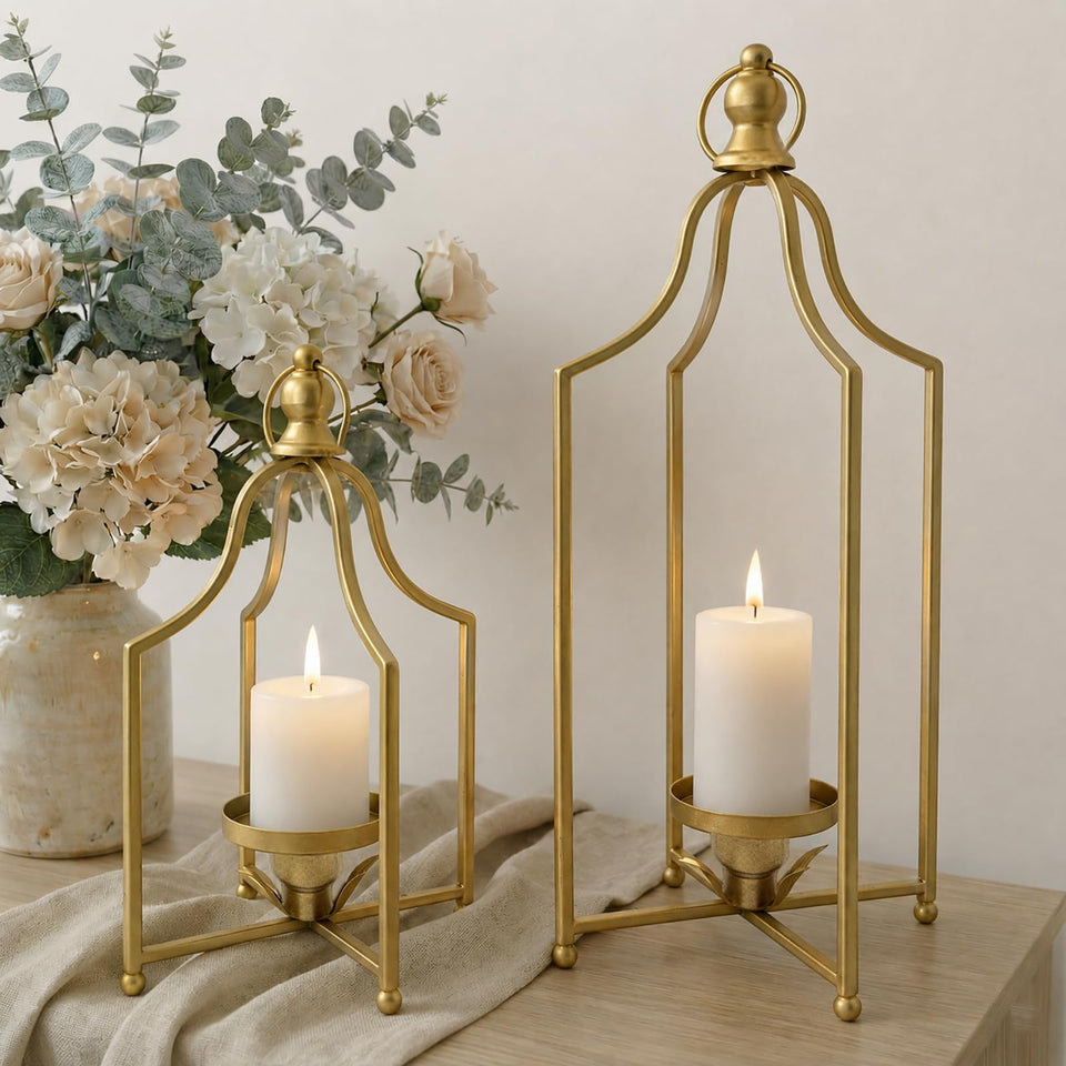 Fenisam timeless cozy lantern 12-5 inch angled shot enhances mantels with warm ambiance