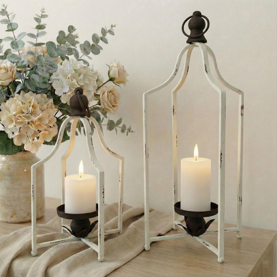 Fenisam Timeless Cozy Lanterns pair on mantel, creating calm ambience.