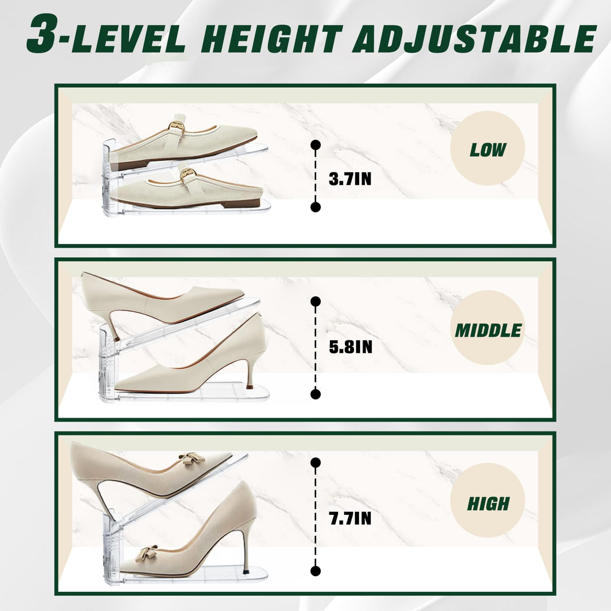 Anti-slip design of FENRUNXU keeps heels and sneakers in place