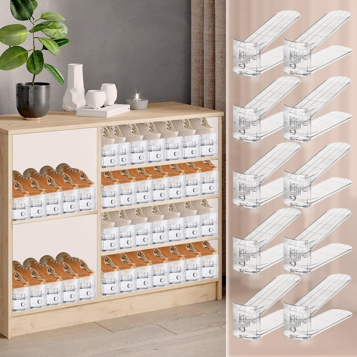 Fenrunxu pack of 10 transparent stackers keeps closets organized